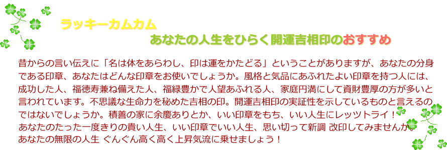 ラッキーカムカム あなたの人生を開く開運吉相印のおすすめ